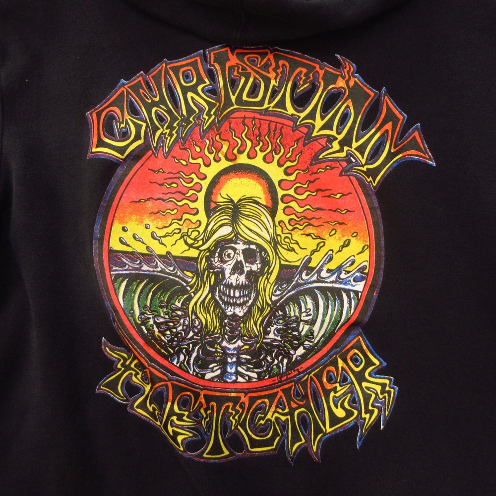RVCA x Christian Fletcher Hoodie Mens M Black  Graphic Pullover Surf‎ Skate Punk - Picture 3 of 9